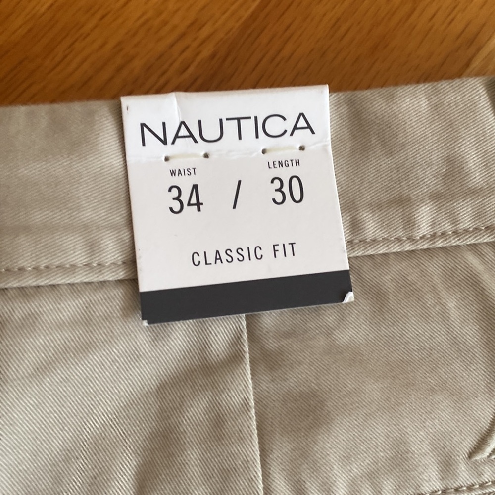 NWT nautica classic fit chinos 34x30 khaki - Picture 2 of 4
